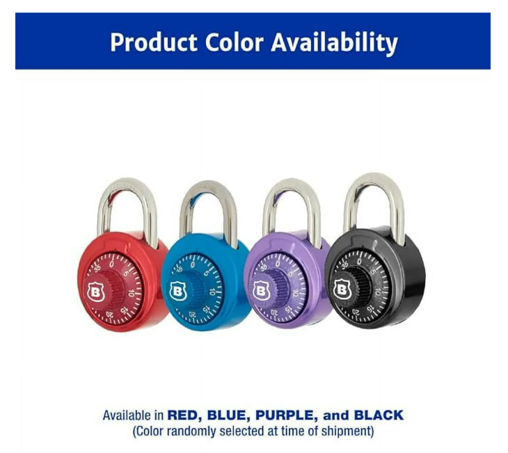 164-49002 50mm Dial Combination Padlock Asst Colors – Brinks Locks